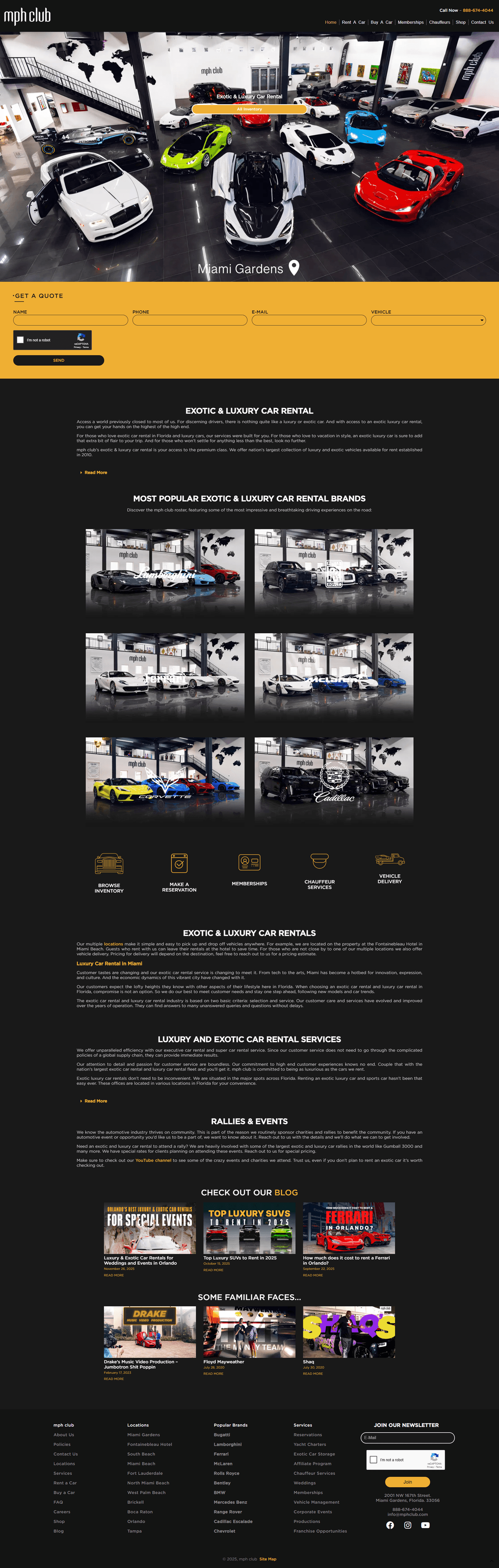 mph club - Exotic Car Rental Platform